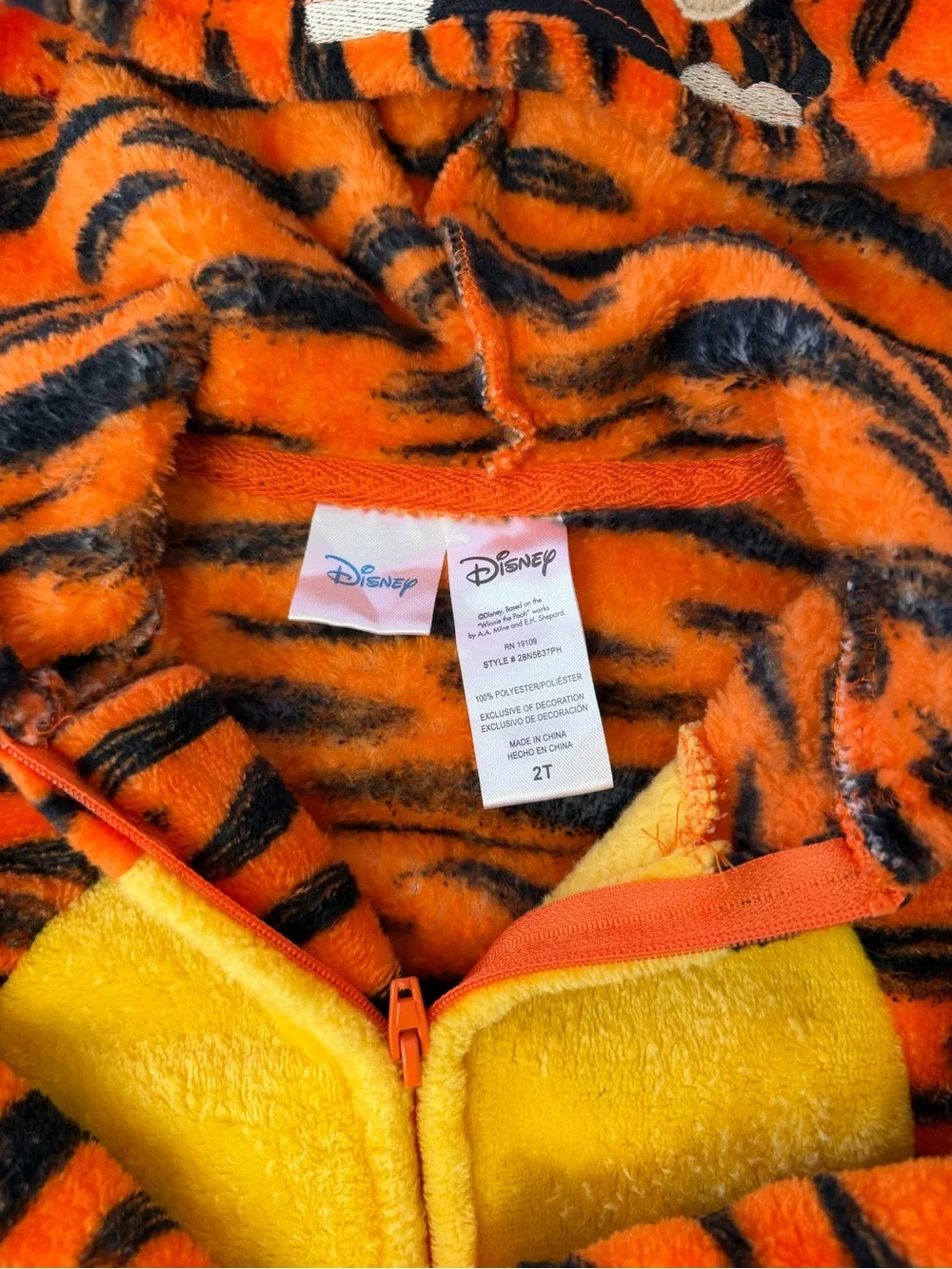 Disney Tigger Fleece‎ Costume One Piece Pajamas 2T Plush Halloween